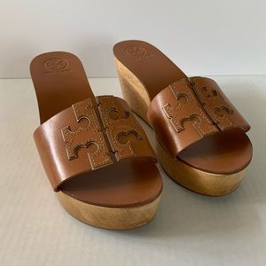 Tory Burch Tan Ines 80mm Wedge Slide